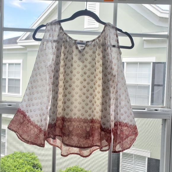 Boho Cold Shoulder Blouse - Picture 1 of 6